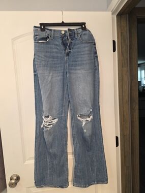 SO Distressed Wide Leg High Rise Jeans